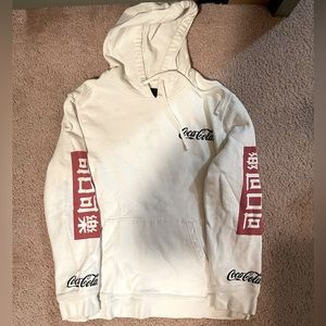 Rare Coca Cola X Pacsun White Hoodie Pullover Chinese Big Logo Mens Small
